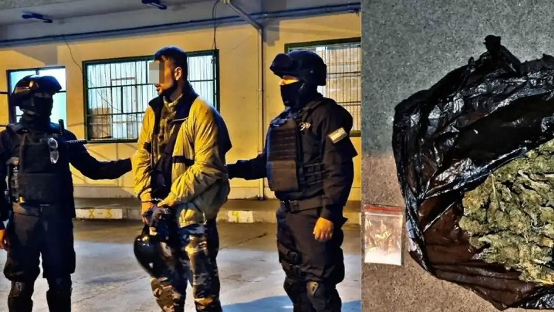 Un motociclista fue aprehendido la madrugada de este lunes por portar y comercializar sustancias controladas, entre marihuana y cocaína, en la ciudad de La Paz.