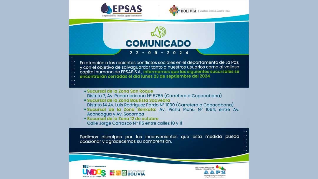 Comunicado de EPSAS.