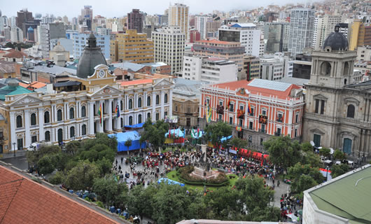 Vista panorámica de Plaza Murillo, La Paz - Bolivia