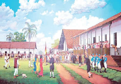 Ilustración del Cabildo del 24 de septiembre de 1810 en Santa Cruz