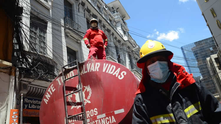 La unidad de Bomberos en la ciudad de La Paz.