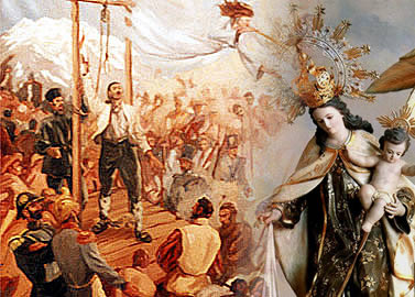 a Virgen del Carmen, patrona de la ciudad de Nuestra Señora de La Paz e ícono de la revolución de criollos y mestizos